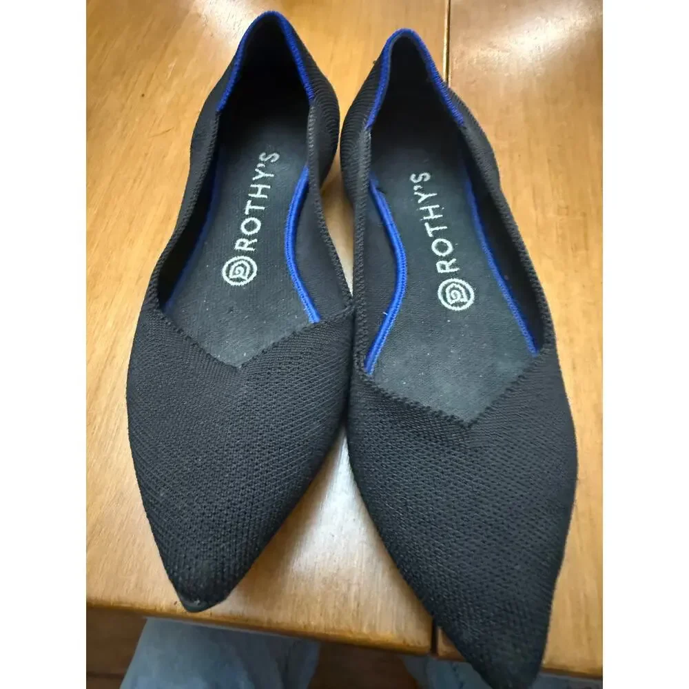 Rothy's The Point black flat slip on ballerina flats 8.5** comfort casual simple